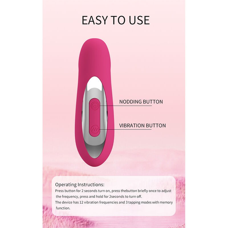 PRETTY LOVE DUDEN VIBRADOR DE SILICONA RECARGABLE 12 MODOS DE VIBRACIoN Y 3 MODOS DE BALANCEO ROSA