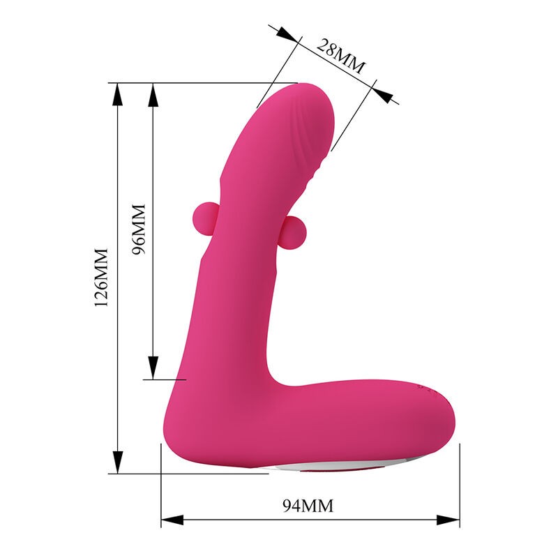 PRETTY LOVE DUDEN VIBRADOR DE SILICONA RECARGABLE 12 MODOS DE VIBRACIoN Y 3 MODOS DE BALANCEO ROSA