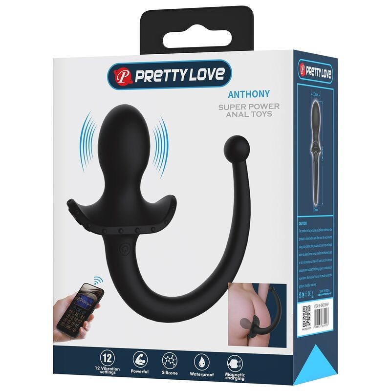 PRETTY LOVE ANTHONY VIBRADOR ANAL Y PERINEAL APP CONTROL NEGRO