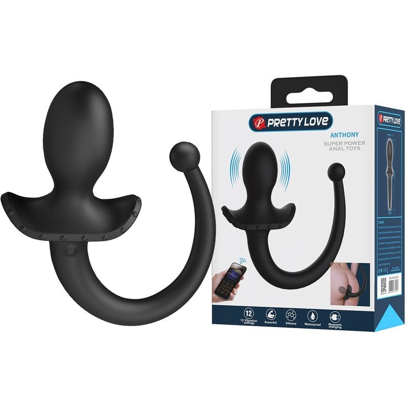 PRETTY LOVE ANTHONY VIBRADOR ANAL Y PERINEAL APP CONTROL NEGRO