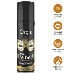 ORGIE DUAL VIBE PINA COLADA GEL iNTIMO BESABLE EFECTO VIBRANTE 15 ML