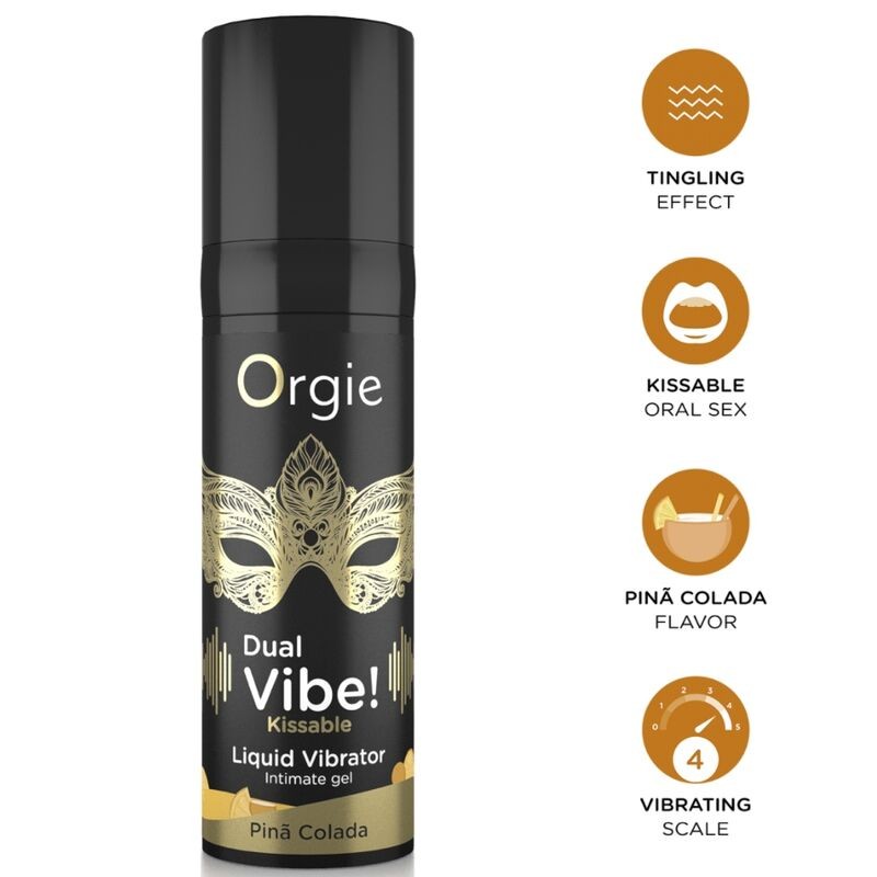 ORGIE DUAL VIBE PINA COLADA GEL iNTIMO BESABLE EFECTO VIBRANTE 15 ML