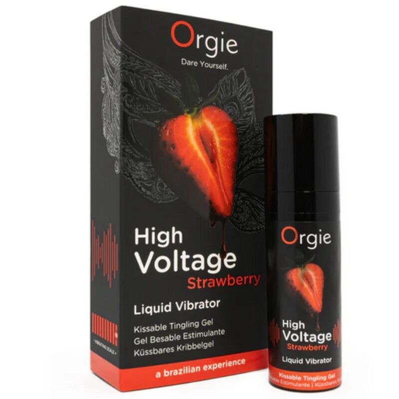 ORGIE HIGH VOLTAGE STRAWBERRY GEL iNTIMO BESABLE EFECTO VIBRANTE EXTRA FUERTE 15 ML