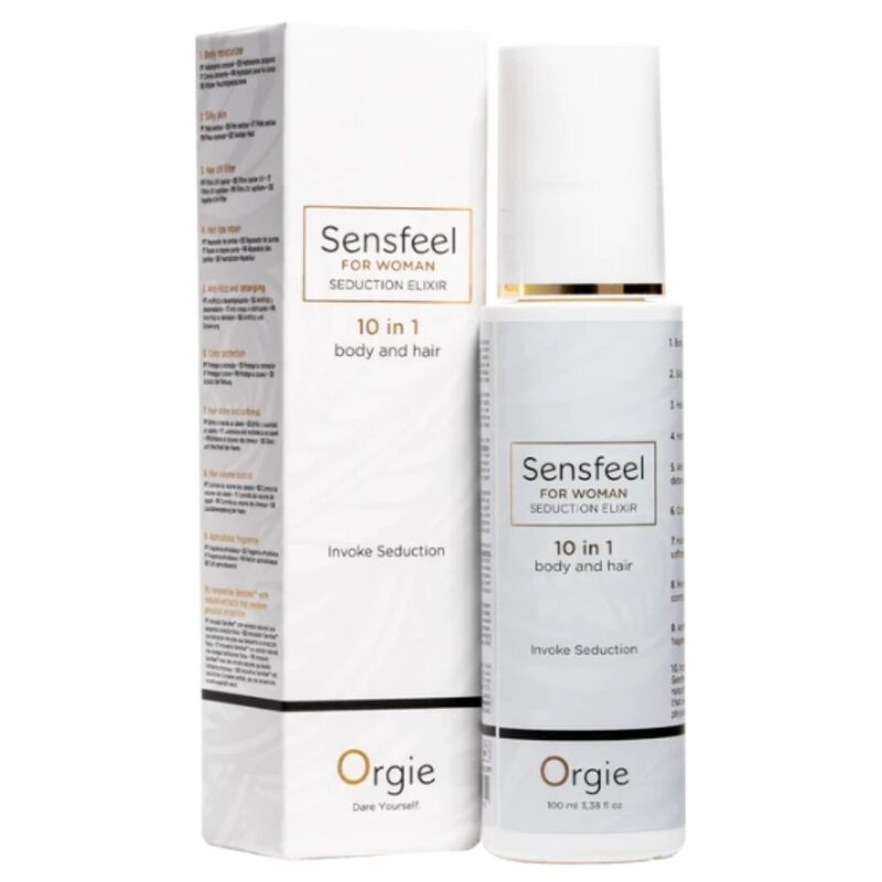 ORGIE SENSFEEL ELIXIR DE SEDUCCIoN PARA MUJER 10 EN 1 CUERPO Y CABELLO 100 ML