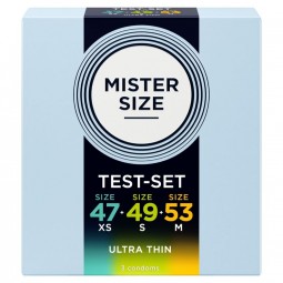 MISTER SIZE PACK MUESTRA PRESERVATIVOS TALLA 47 49 53 MM 3 UNIDADES