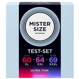 MISTER SIZE PACK MUESTRA PRESERVATIVOS TALLA 60 64 69 MM 3 UNIDADES