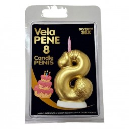 DIABLO PICANTE VELA PENE EN FORMA DE NuMERO 8 COLOR DORADO