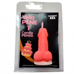 DIABLO PICANTE VELA PENE EN FORMA DE NuMERO 1 COLOR ROSA