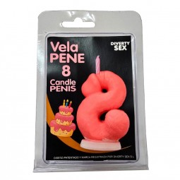 DIABLO PICANTE VELA PENE EN FORMA DE NuMERO 8 COLOR ROSA