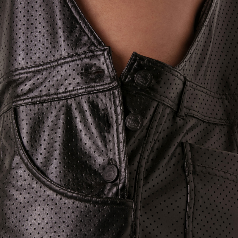 LOCKER GEAR PUNCH HOLE LEATHERETTE PETO CORTO NEGRO S