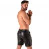 LOCKER GEAR PUNCH HOLE LEATHERETTE CORTE HOLGADO PANTALoN CORTO CARGO NEGRO S